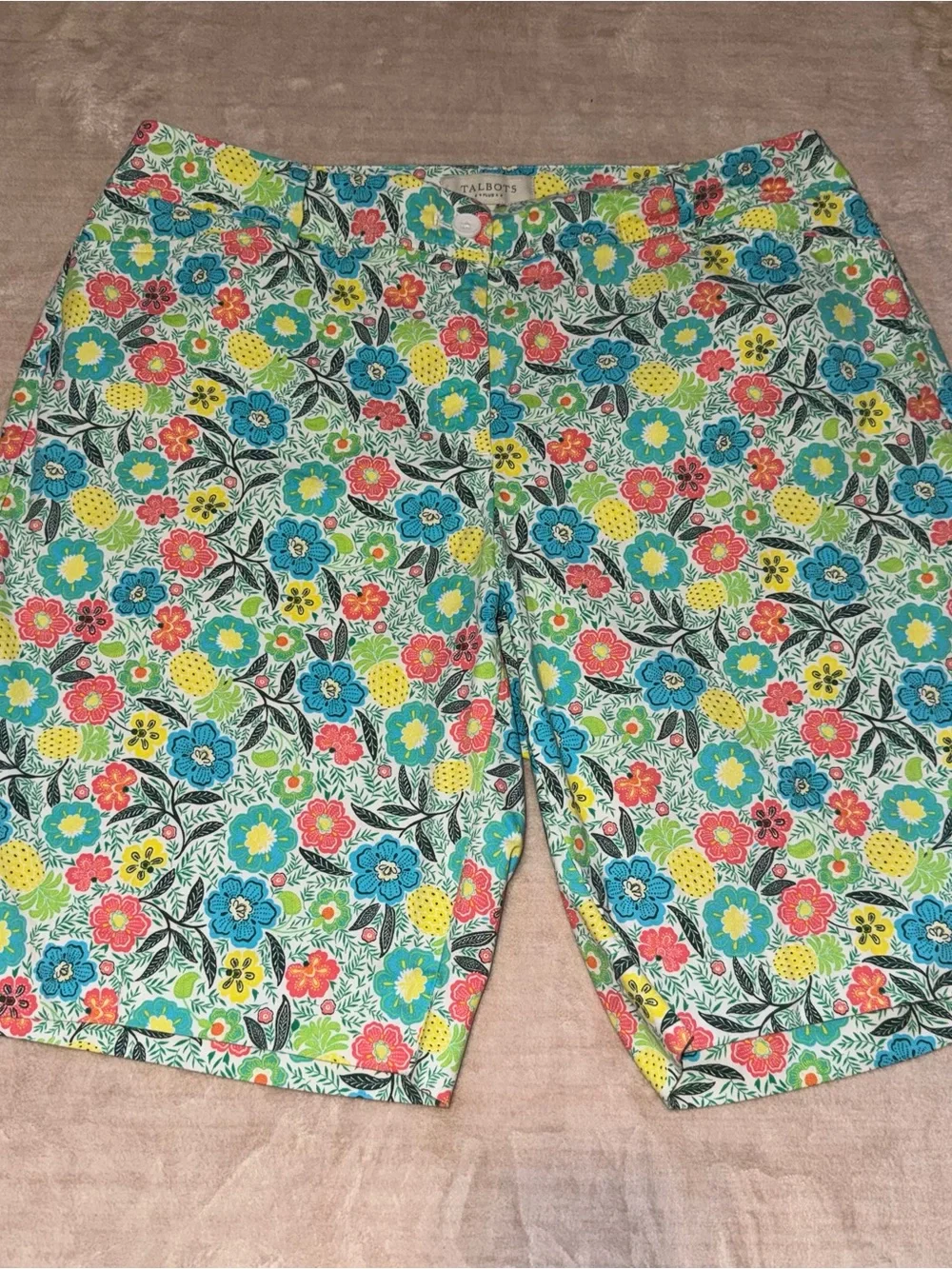 Talbots Multicolor Floral Cotton Bermuda Shorts